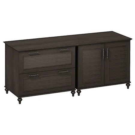 Storage Credenza with File Drawers and Door Cabinet